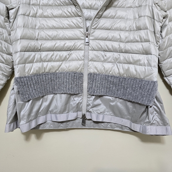 SOSKEN BEV Sz 3 (L) Lightweight Down Filled Grey Puffer Jacket Peplum Hem Luxury - Picture 10 of 16